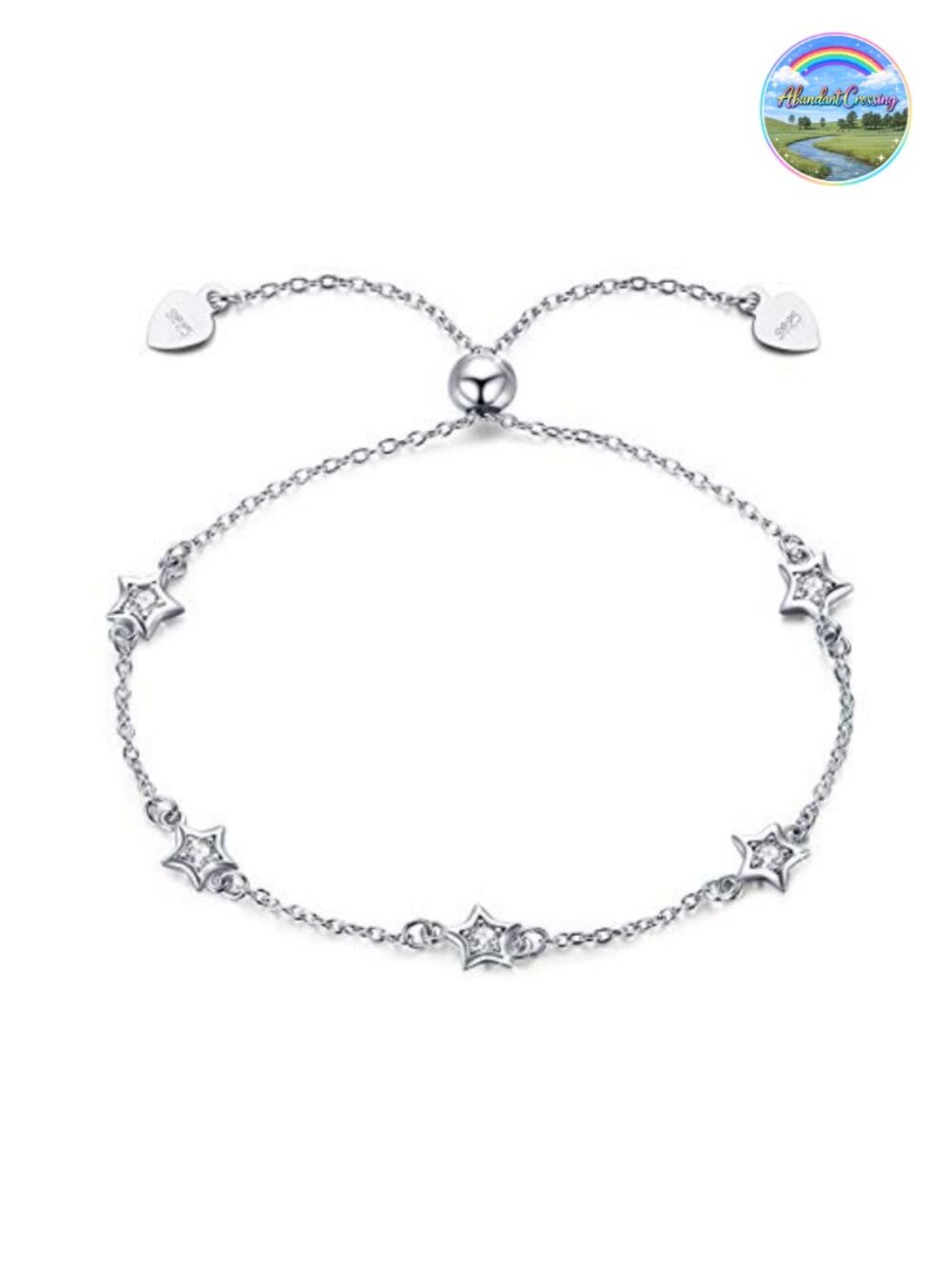 925 Sterling Silver Star Bracelet Adjustable Chain Cubic Zirconia